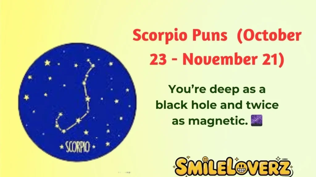 Scorpio Puns (October 23 - November 21)